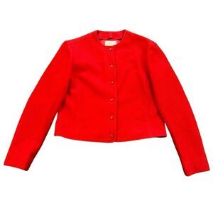 VTG Pendleton Women’s Jacket Small Red 100% Wool Cropped Button Front Blazer